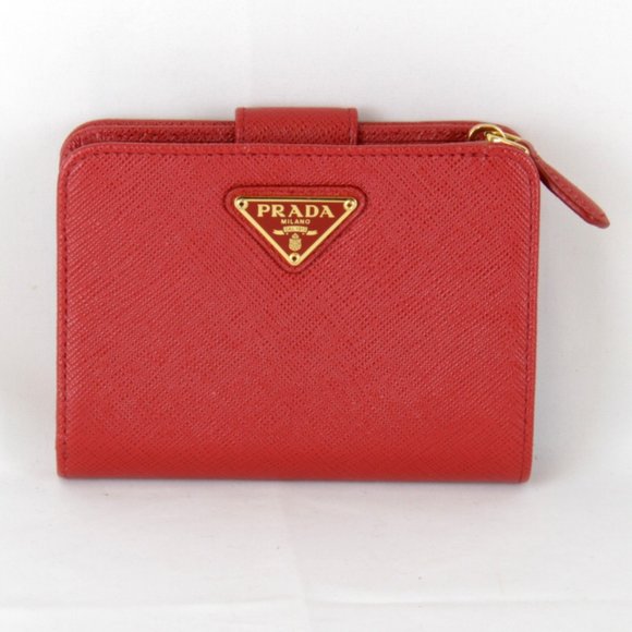 PRADA Red Leather Saffiano Wallet - Picture 1 of 10